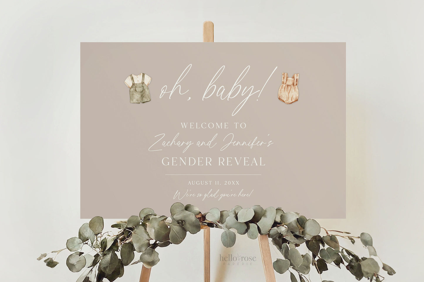 Welcome Sign Oh Baby Gender Reveal, He or She What Will Baby Be, Minimalist Boho Baby Gender Reveal, Gender Neutral, TEMPLETT Download GR2-T