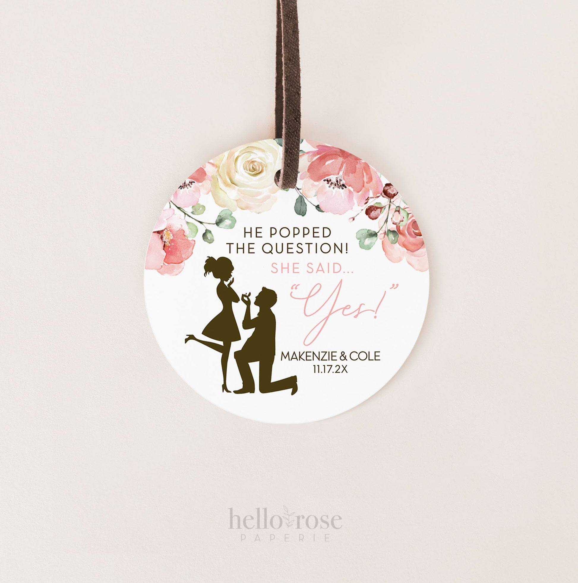 PRINTABLE He Popped the Question She Said Yes Favor Tags Stickers . Wedding Bridal Shower Bachelorette Hens . 2.25" Digital Download PDF