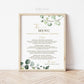 Bridal Shower Menu Personalized Printable . Greenery + Gold . Sprinkle, Bridal, Birthday, Engagement, Rehearsal Dinner . Digital Download
