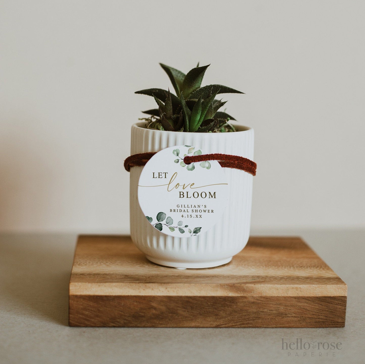 Personalized Let Love Bloom Printable Tag Sticker Label . Bridal Shower Wedding Flower Plant Favors . Greenery and Gold . PDF Download G2