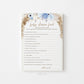 Baby Shower Feud Printable Baby Shower Game . Dusty Blue Pampas Grass . Boho Blue Floral Baby Shower Boy . Instant Download
