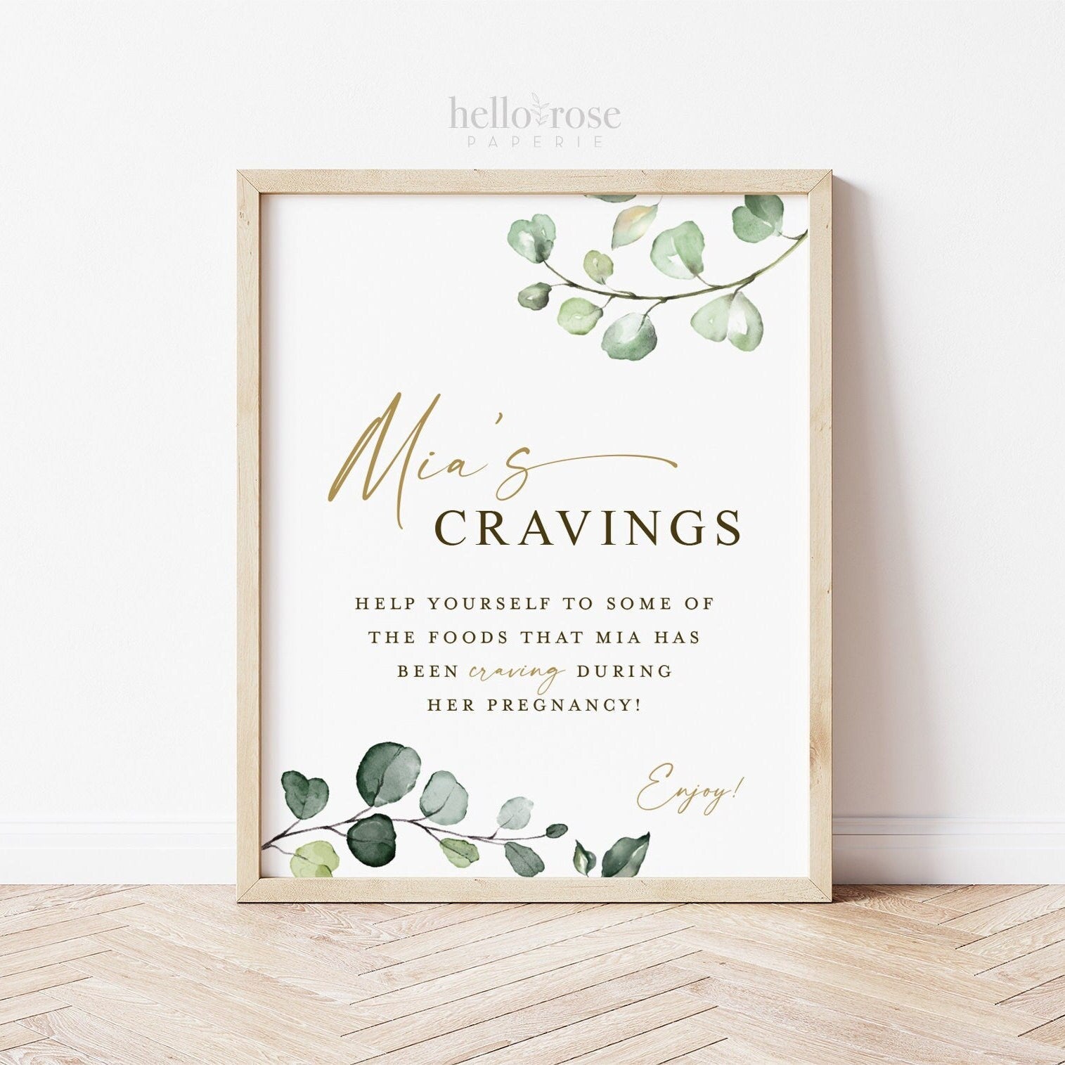 Mommy's Cravings Station Printable Table Sign . Mommy to be Favorite Things . Greenery and Gold . Baby Shower Decor . Printable Download G2