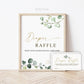 Diaper Raffle Game Sign and Cards . Boy Girl Neutral Baby Shower . Greenery and Gold Boho Rustic . 8x10 Sign Instant Download G2