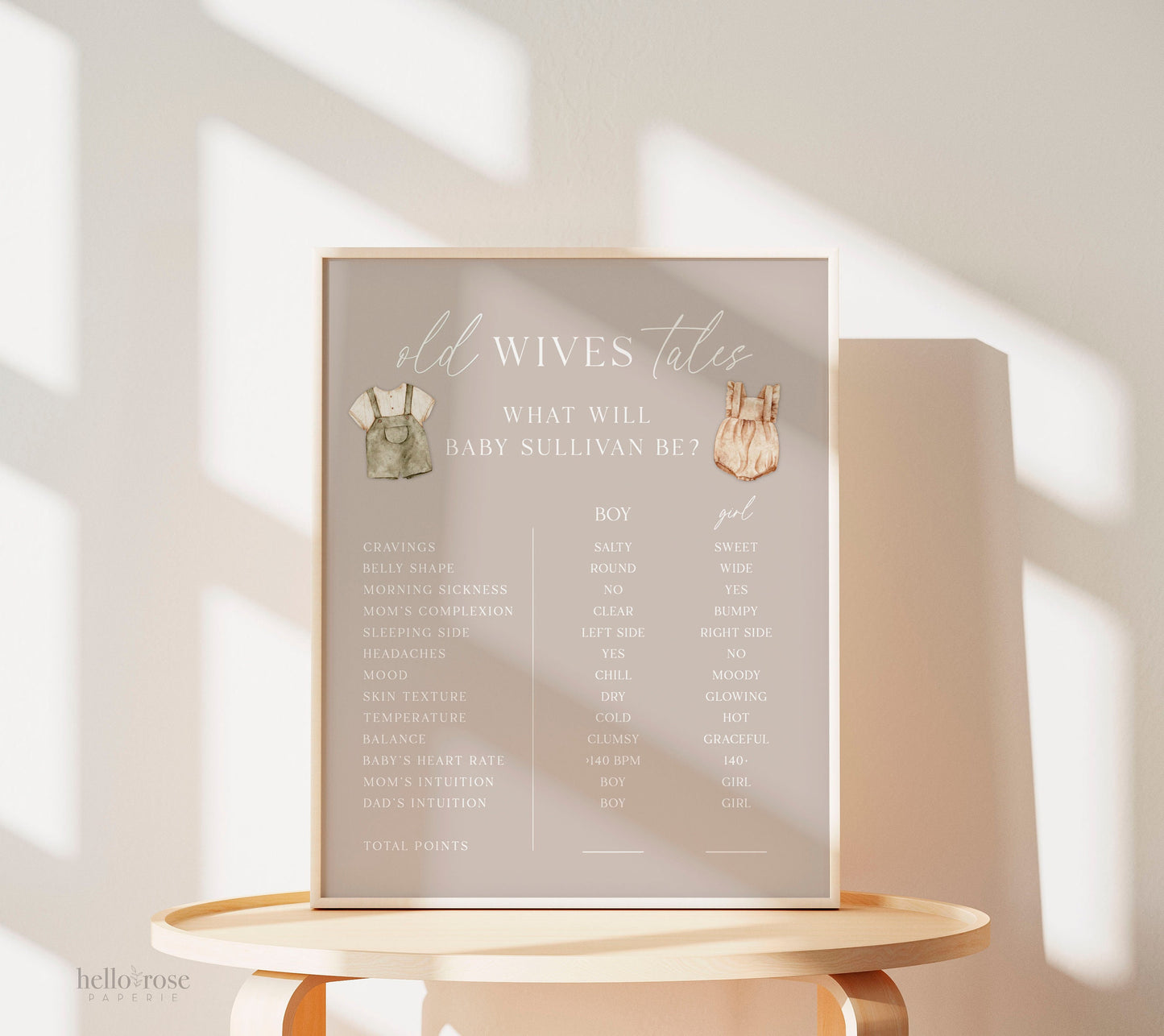 Old Wives Tales Sign Template, Gender Reveal Sign, Gender Reveal Game, Boho Minimalist Baby Shower, Gender Neutral, Template Download GR2-T