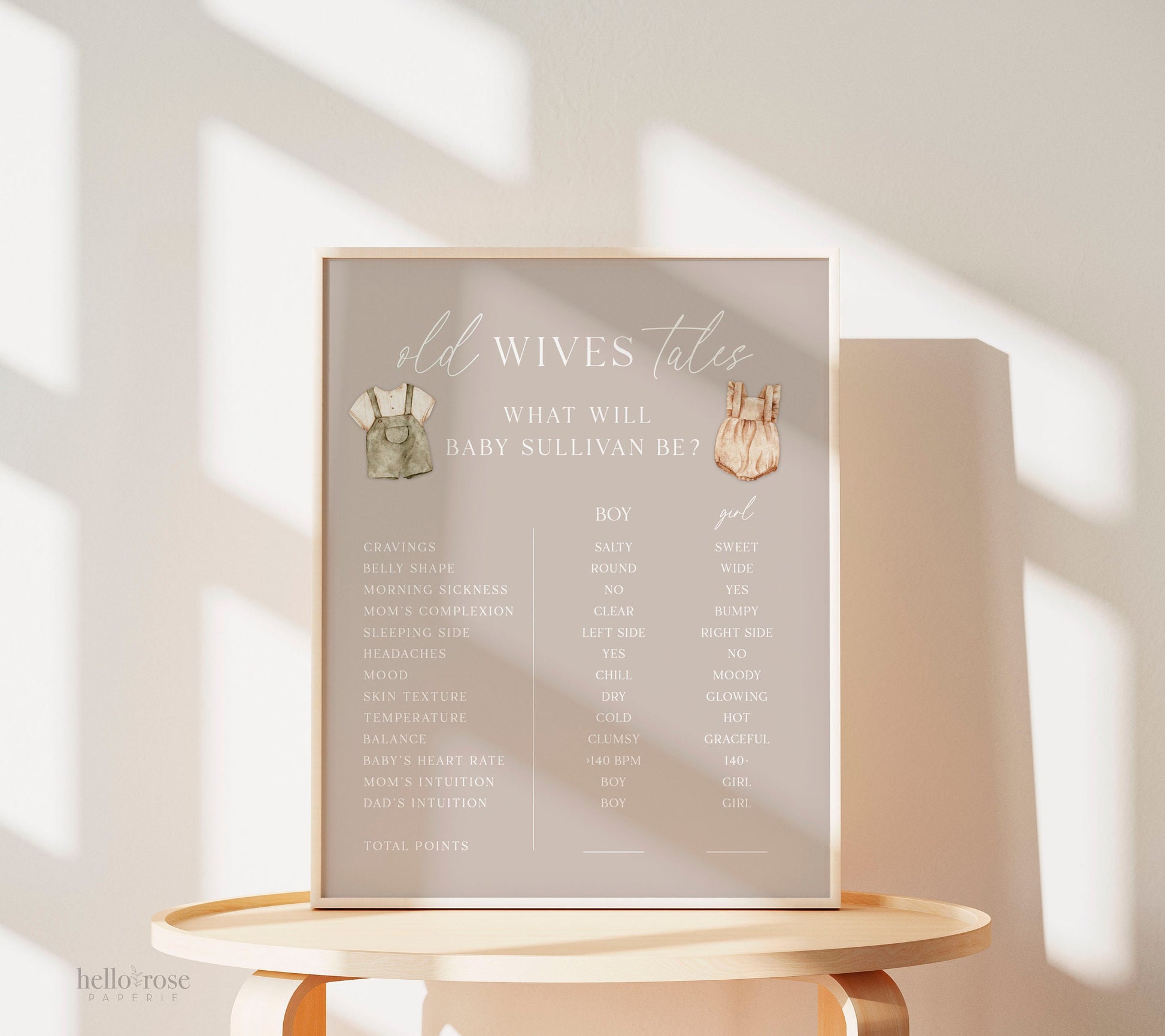 Old Wives Tales Sign Template, Gender Reveal Sign, Gender Reveal Game, Boho Minimalist Baby Shower, Gender Neutral, Template Download GR2-T