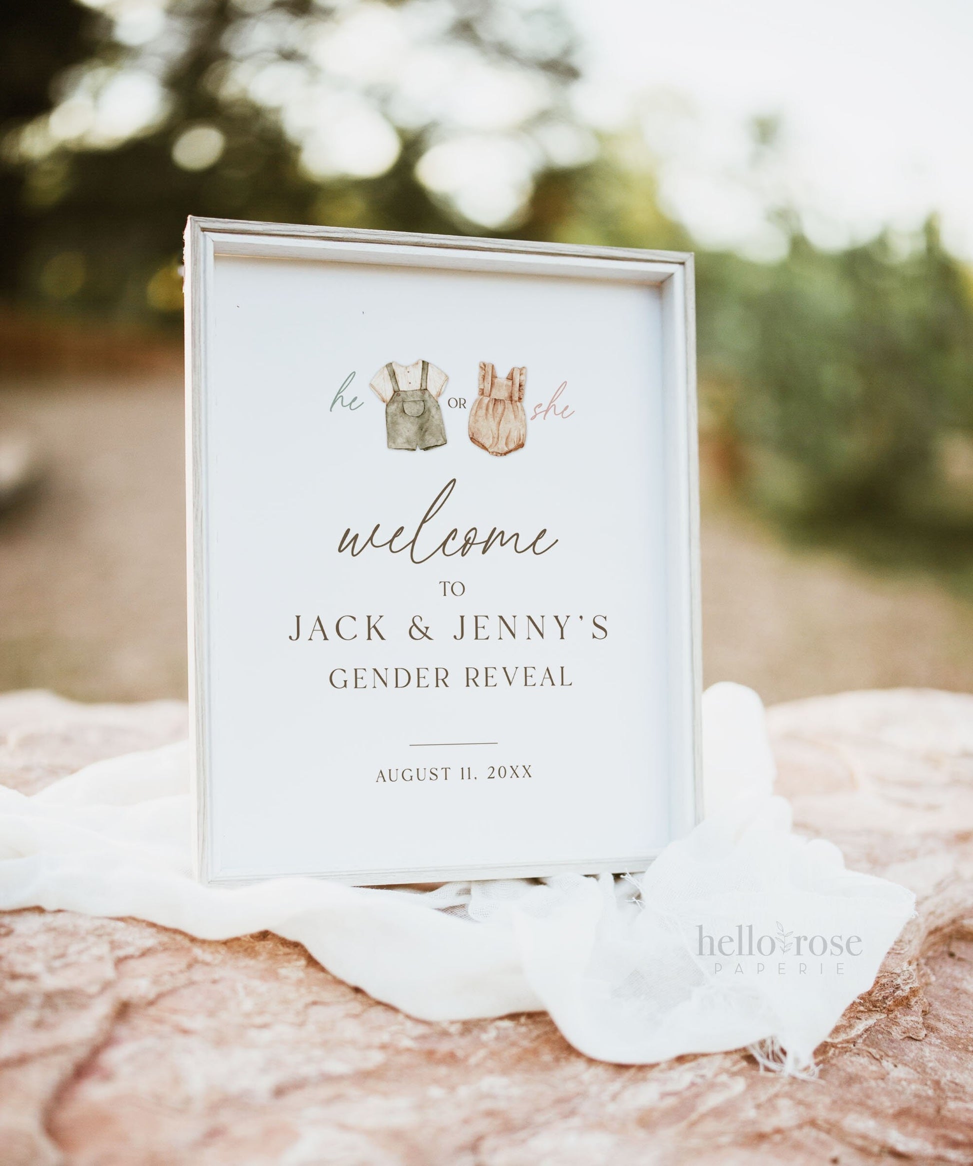 Welcome Sign Gender Reveal, He or She What Will Baby Be, Boho Baby Gender Reveal, Gender Neutral Shower, Template Download TEMPLETT GR2-T