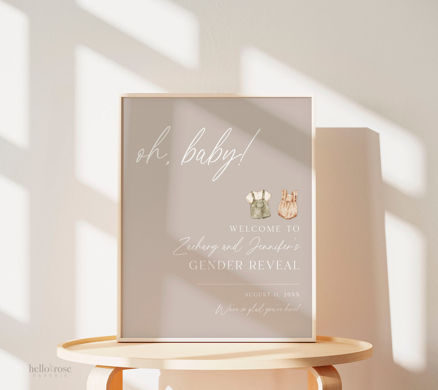 Welcome Sign Oh Baby Gender Reveal, He or She What Will Baby Be, Minimalist Boho Baby Gender Reveal, Gender Neutral, TEMPLETT Download GR2-T