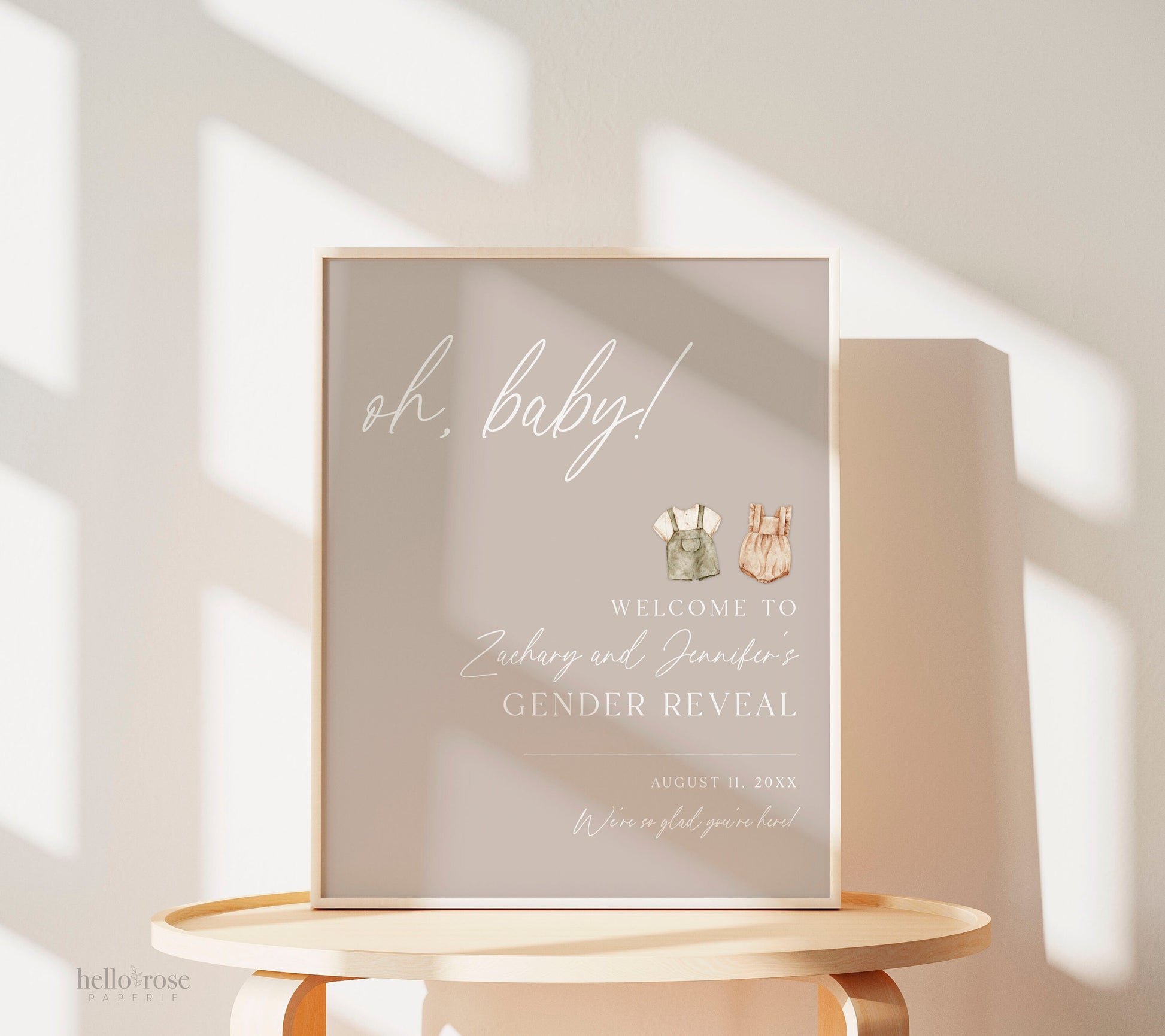 Welcome Sign Oh Baby Gender Reveal, He or She What Will Baby Be, Minimalist Boho Baby Gender Reveal, Gender Neutral, TEMPLETT Download GR2-T