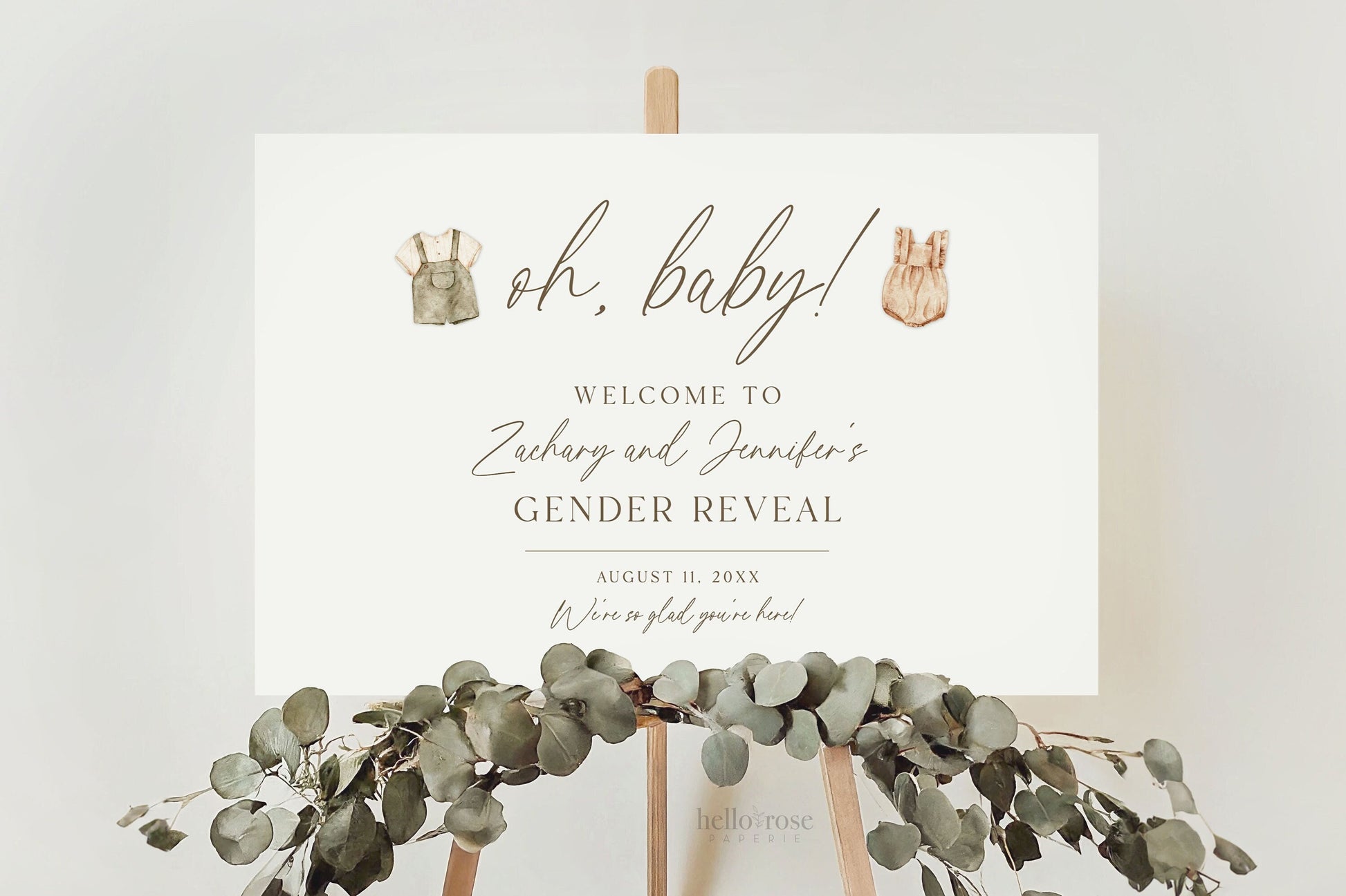 Welcome Sign Oh Baby Gender Reveal, He or She What Will Baby Be, Minimalist Boho Baby Gender Reveal, Gender Neutral, TEMPLETT Download GR2-T