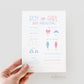 Gender Reveal Predictions Game Card . What Will Baby Be Boy or Girl Twins . Pink and Blue . Minimalist . Printable Instant Download K4