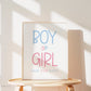 Wear Your Guess Game Sign . Boy or Girl Gender Reveal . He or She What Will Baby Be . Pink & Blue . Minimalist Printable Instant Download K4