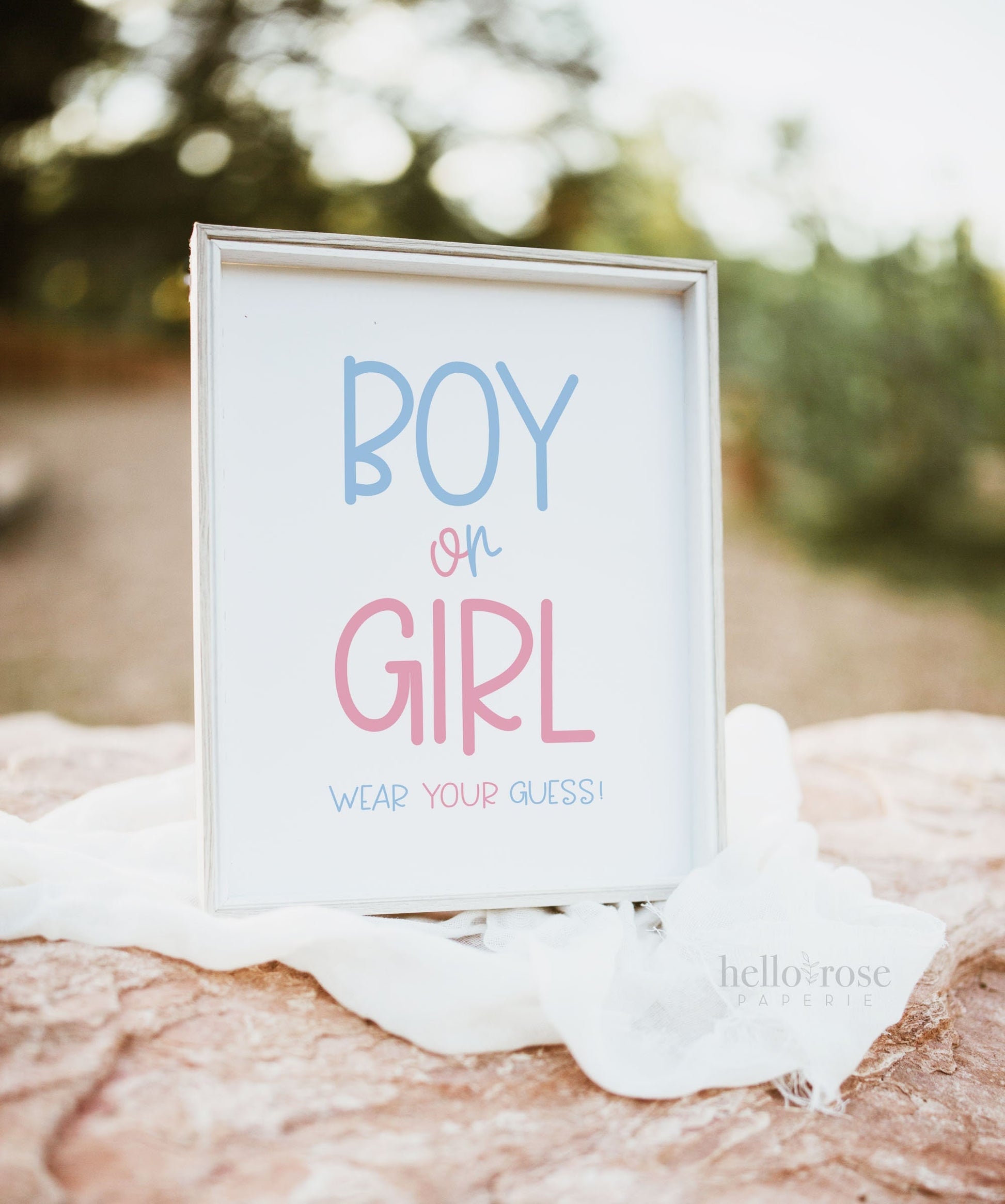 Wear Your Guess Game Sign . Boy or Girl Gender Reveal . He or She What Will Baby Be . Pink & Blue . Minimalist Printable Instant Download K4