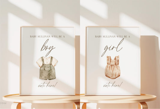 What Will Baby Be Girl and Boy Signs, Team Boy or Girl Vote Here, He or She, Boho Gender Reveal Poster, Template Download TEMPLETT GR2-T