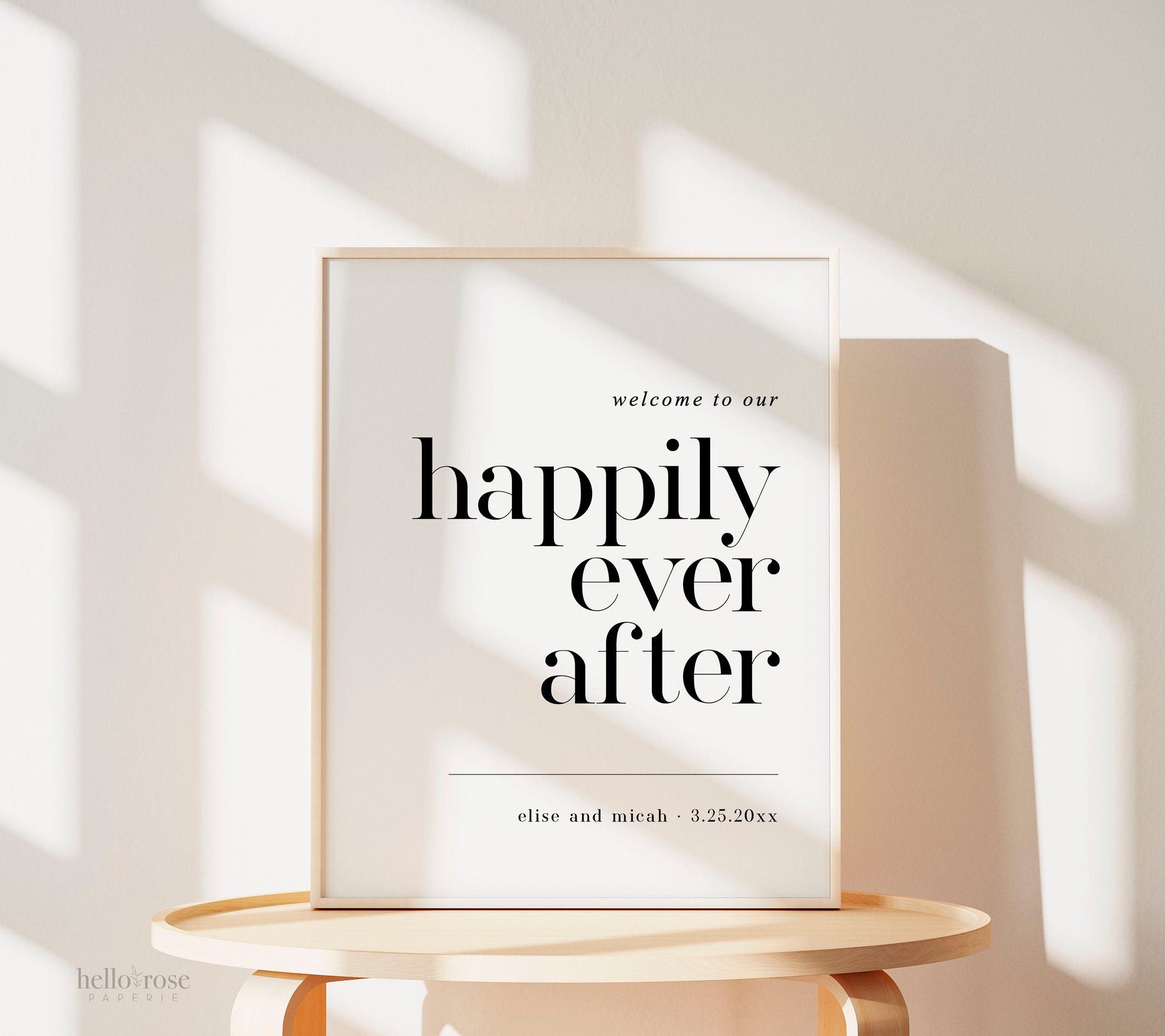 Wedding Welcome to Our Happily Ever After Sign . Minimalist Wedding Welcome Template . PRINTABLE Editable Poster . Instant Download Templett