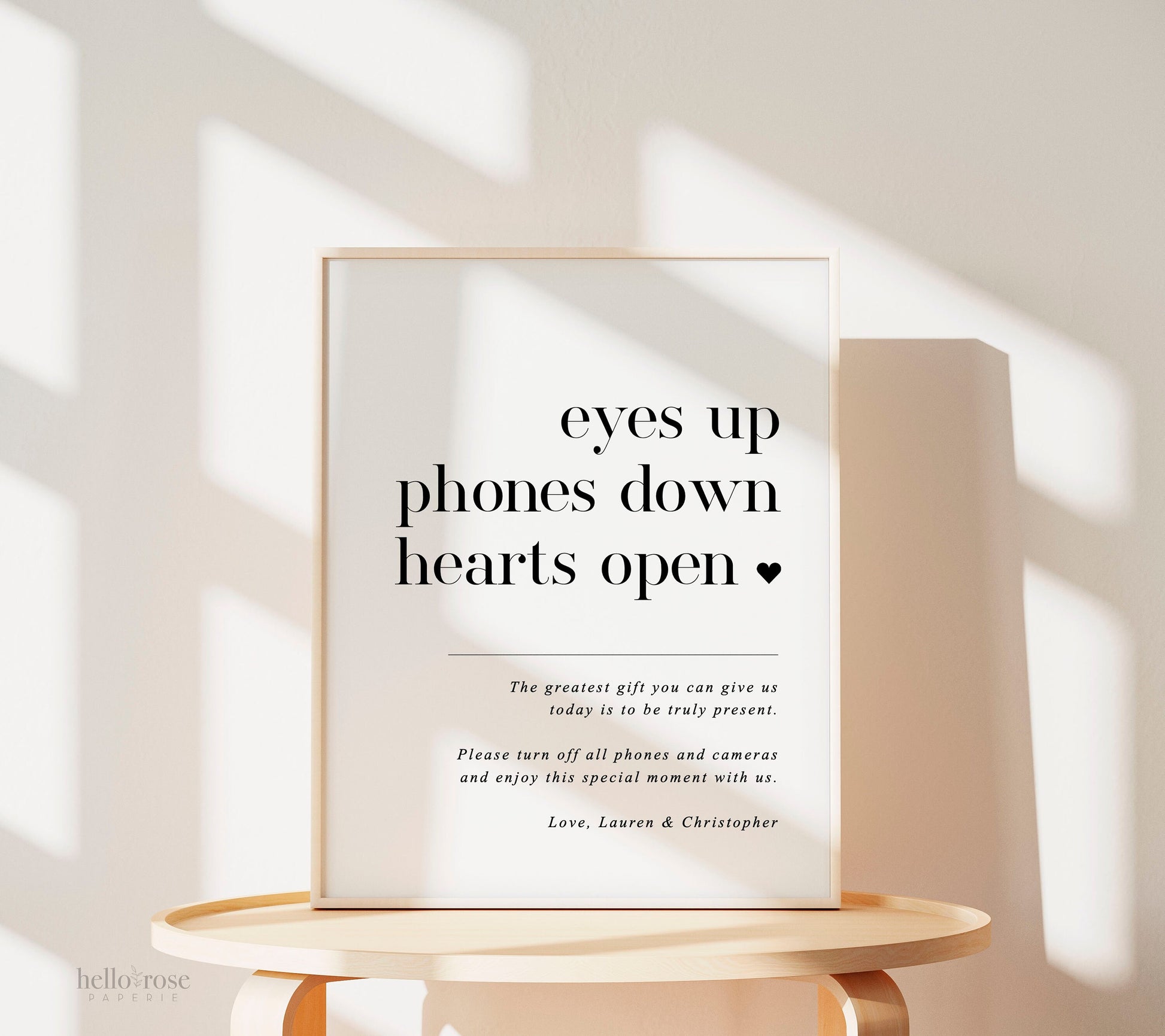 Unplugged Ceremony Wedding Sign . No Phones Minimalist Wedding Welcome Template . PRINTABLE Editable Poster . Instant Download Templett