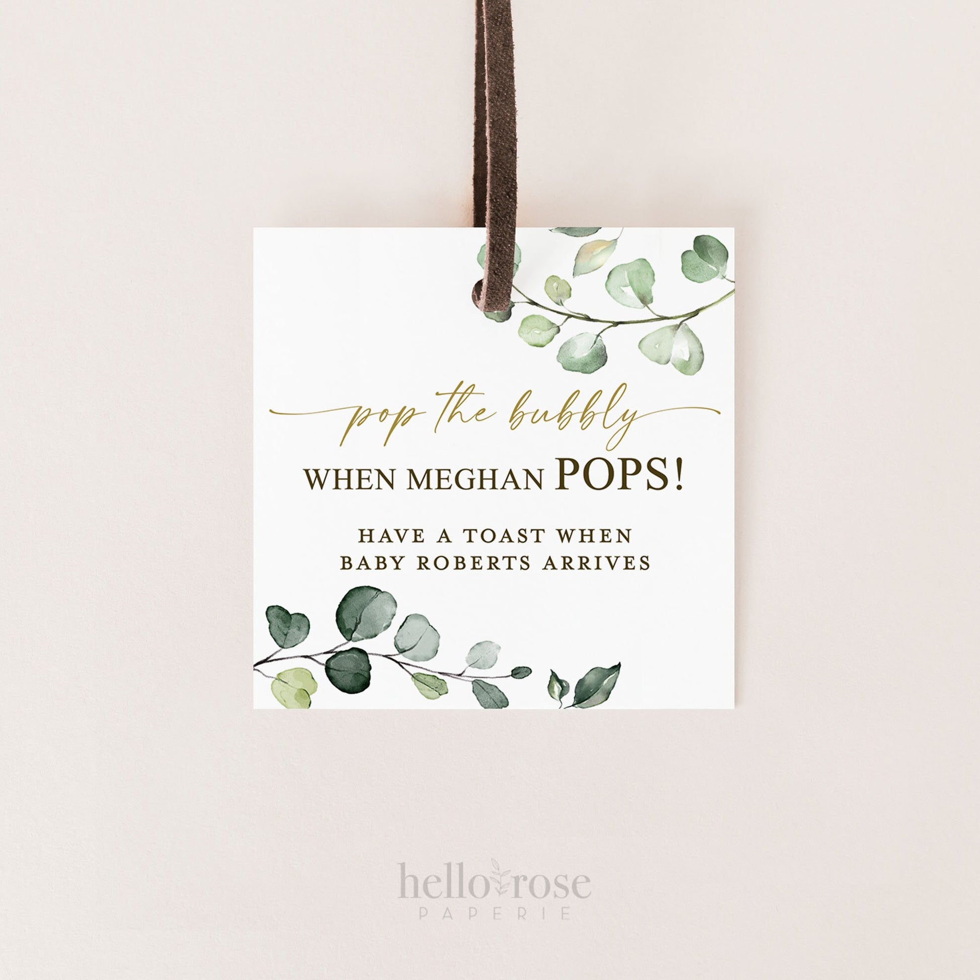 Pop the Bubbly When She Pops Tags Stickers . Personalized Champagne Baby Shower Favors . Editable PRINTABLE Templett Instant Download G2-T