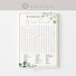 Wedding Word Search Game . Fun Bridal Shower Games . Greenery + Gold . PRINTABLE Editable Template Instant Download Templett G2-T