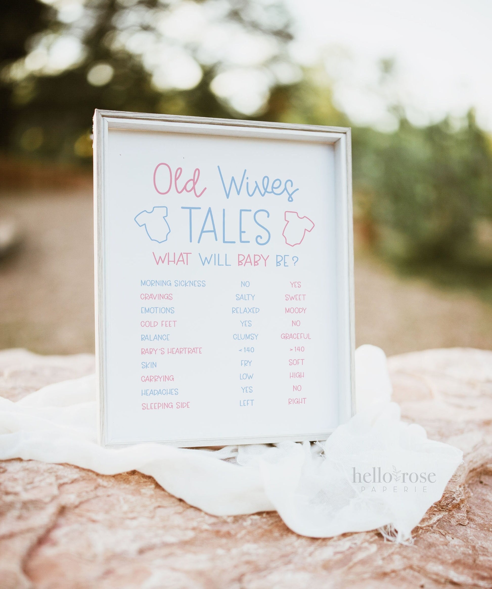 Old Wives Tales Gender Reveal Game Sign . Gender Prediction . Baby Gender Guessing . Pink Blue Minimalist . Printable Instant Download K4-G