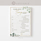 Name That Song Baby Shower Printable Trivia Game . Gender Neutral Greenery and Gold . Editable Template . Instant Download Templett G2-T