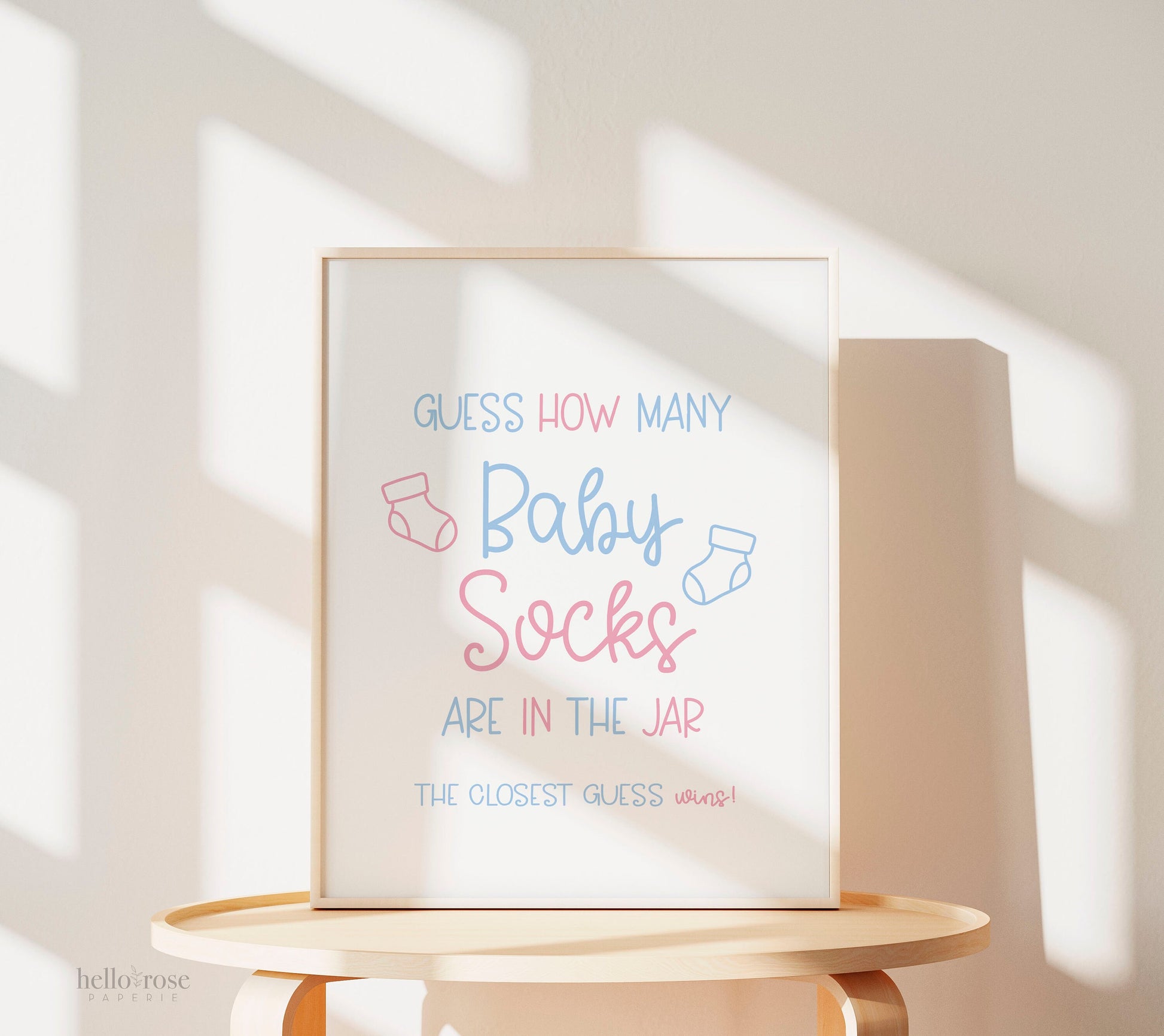 Guess How Many Baby Socks Are in the Jar Gender Reveal Game Sign, Baby Shower Girl Boy Twins, Pink and Blue, Printable Instant Download K4