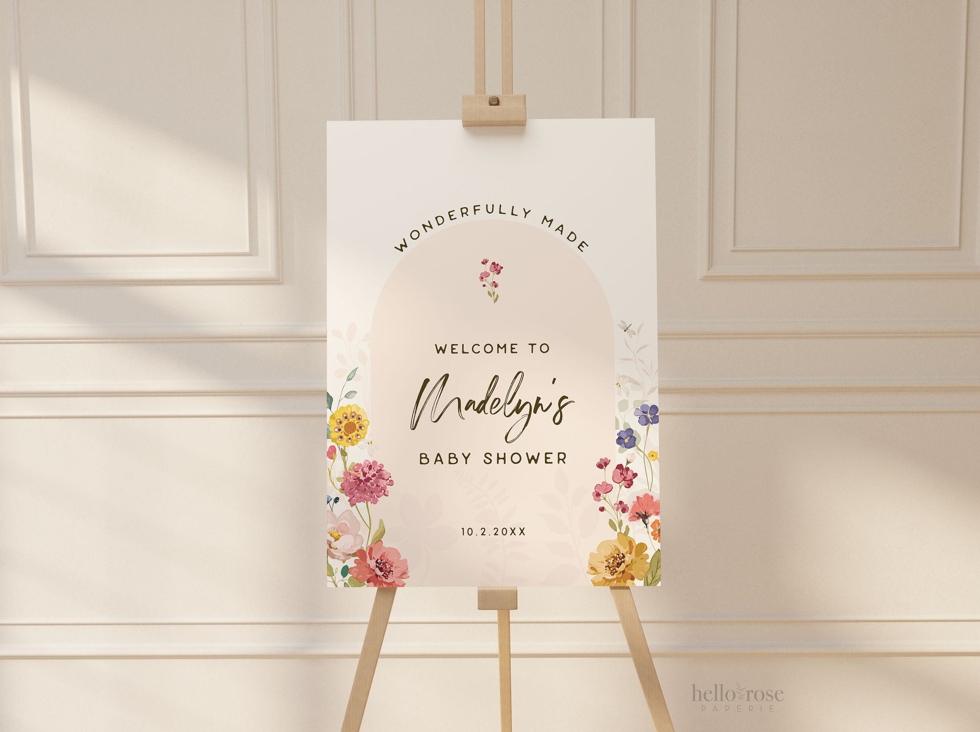 Baby Shower Welcome Sign Template . Wildflowers Girl Baby Shower . PRINTABLE Editable Poster . Instant Download Templett