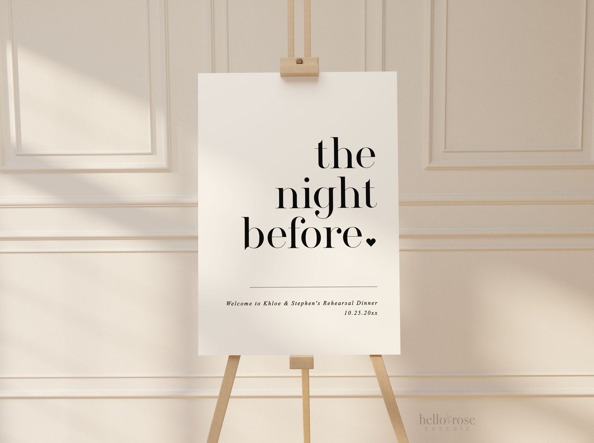 The Night Before Rehearsal Dinner Welcome Sign . Minimalist Wedding Welcome Template . PRINTABLE Editable Poster . Instant Download Templett