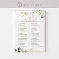 Literary Couples Bridal Shower Game with Answer Key . Greenery and Gold . PRINTABLE Editable Template Instant Download Templett G2-T