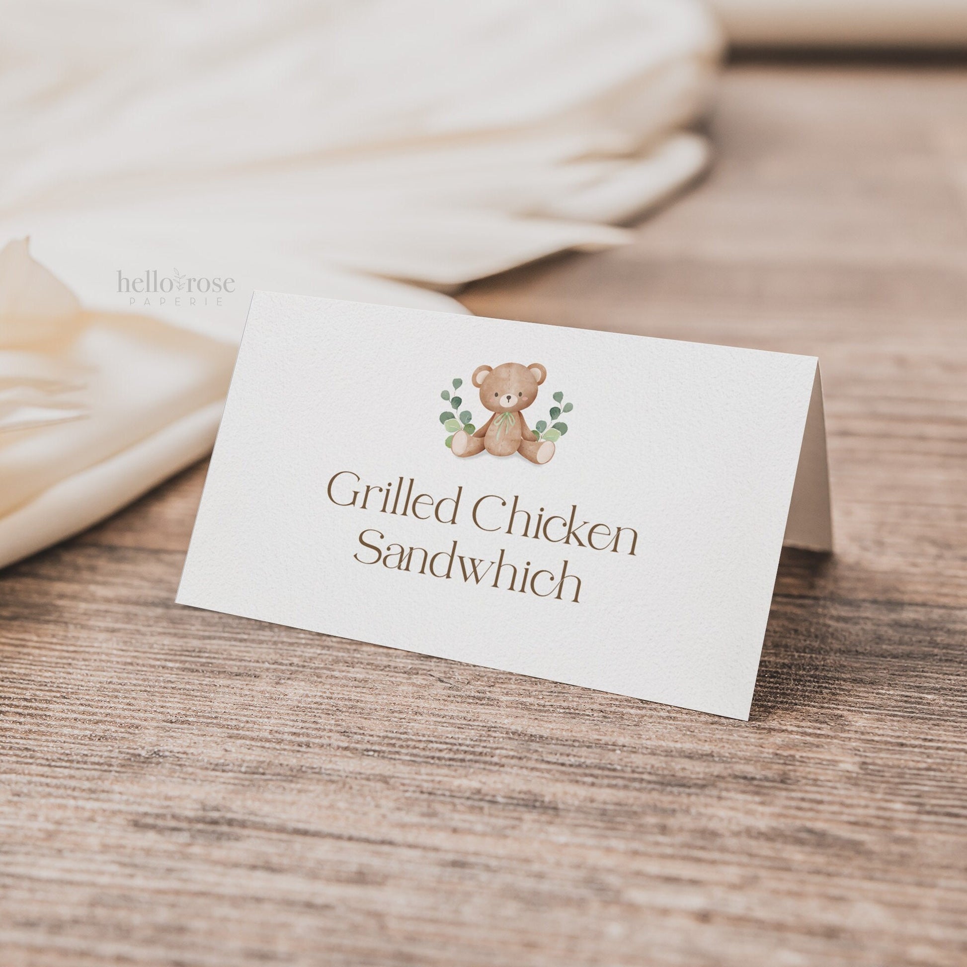 Food Label Card . Foldable Buffet Cupcakes Tent Card . Teddy Bear Baby Shower Blue Boy . PRINTABLE Editable Templett Instant Download . B1-T