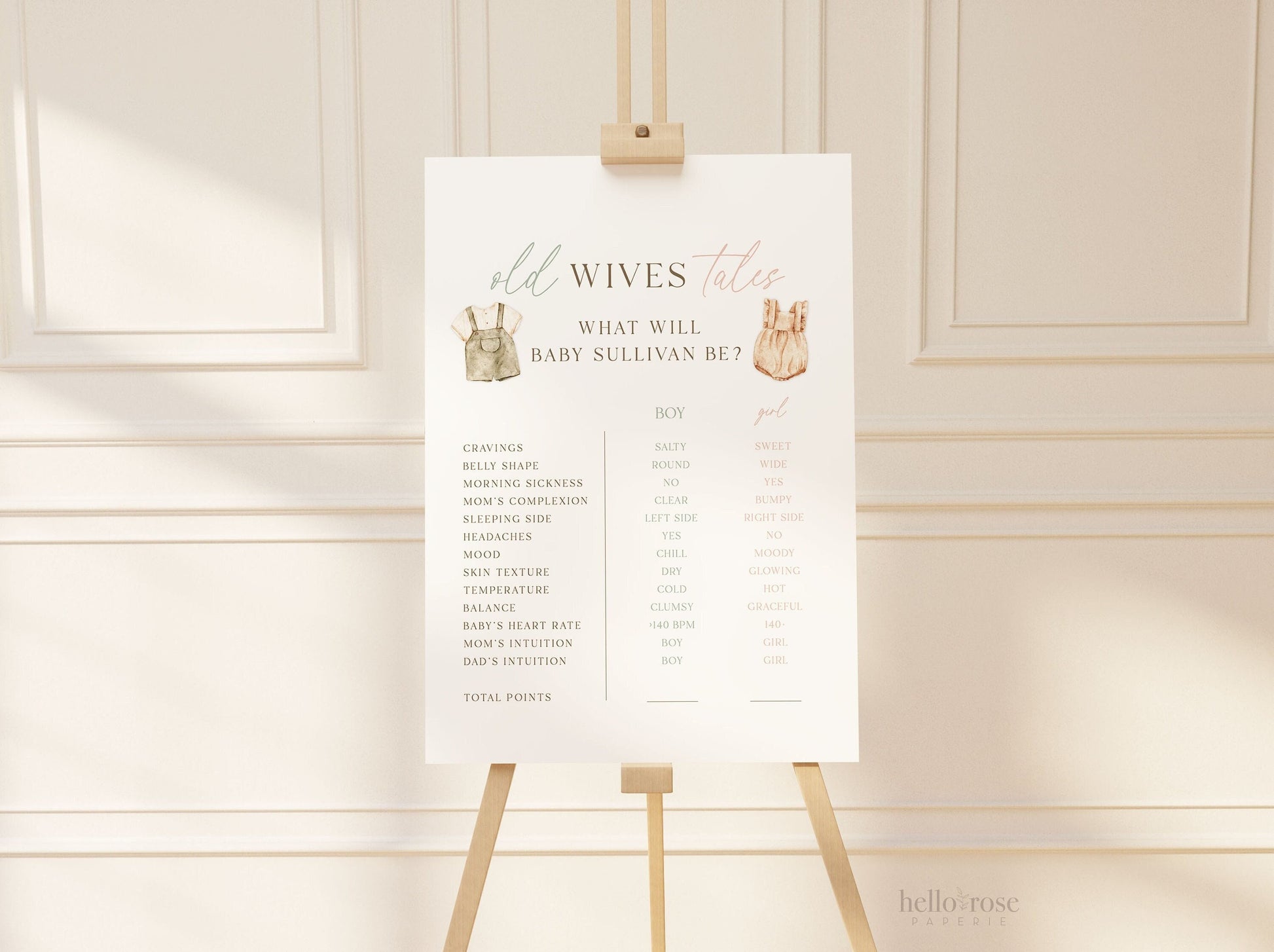 Old Wives Tales Sign Template, Gender Reveal Sign, Gender Reveal Game, Boho Minimalist Baby Shower, Gender Neutral, Template Download GR2-T