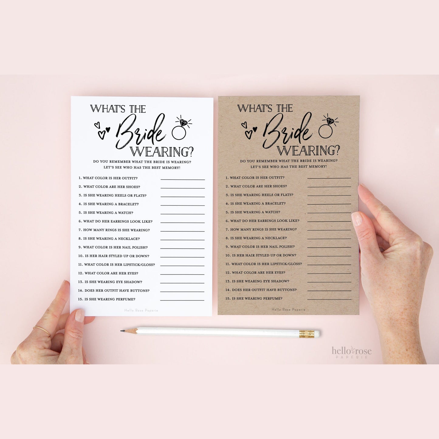 What is the Bride Wearing and Printable Bridal Shower Memory Game . Fun Icebreaker Game . Kraft and White . Instant Digital Download