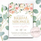 Bridal Shower Printable Invitation . Blush Pink Floral Eucalyptus Greenery. Baby Shower Bachelorette Hens Party . Digital Download