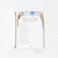 Babies in the Bible Baby Shower Game . Blue Floral Boho Pampas Boy Baby Shower . PRINTABLE Editable Template . Instant Download Templett
