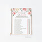 He Said She Said Floral Bridal Shower Game . Printable Icebreaker . Hen Bachelorette Party . Rustic Pink Roses Eucalyptus . Instant Download