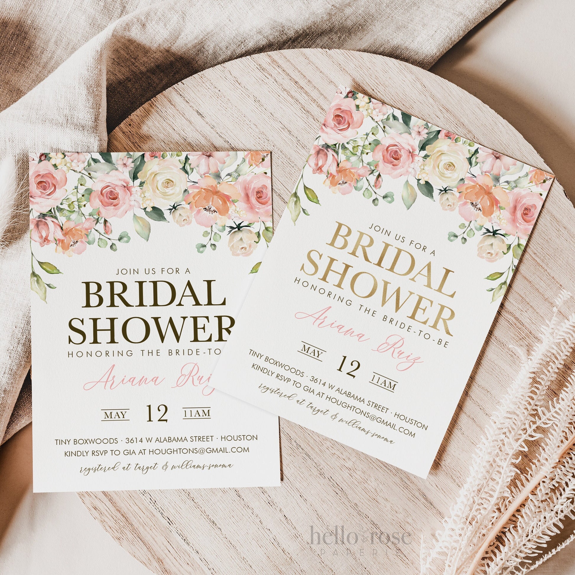 Bridal Shower Printable Invitation . Blush Pink Floral Eucalyptus Greenery. Baby Shower Bachelorette Hens Party . Digital Download