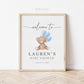 Editable Welcome Sign Teddy Bear with Blue Bow and Balloons, Boy Baby Shower Sprinkle, We Can Bearly Wait, Template Download TEMPLETT