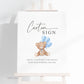 Custom Editable Sign Teddy Bear with Blue Balloons, Boy Baby Shower, Couples Shower, BabySprinkle, We Can Bearly Wait, Template Download