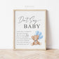Dont Say Baby Baby Shower Game Sign, Teddy Bear with Blue Balloons, Boy Baby Shower, Baby Sprinkle, We Can Bearly Wait, Template Download