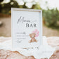 Momosa Bar Sign, Printable Baby Shower Mimosa Bar, Bear with Pink Balloons, Girl Baby Shower, Baby Sprinkle, Template Download Templett