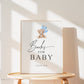 Books for Baby Printable Sign and Cards, Teddy Bear with Blue Balloons, Boy Baby Shower, Couples Shower, Can Bearly Wait, Template Download