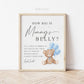 How Big is Mommys Belly Printable Sign + Cards, Teddy Bear with Blue Balloons, Boy Baby Shower, Can Bearly Wait, Template Download Templatt