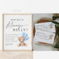 How Big is Mommys Belly Printable Sign + Cards, Teddy Bear with Blue Balloons, Boy Baby Shower, Can Bearly Wait, Template Download Templatt