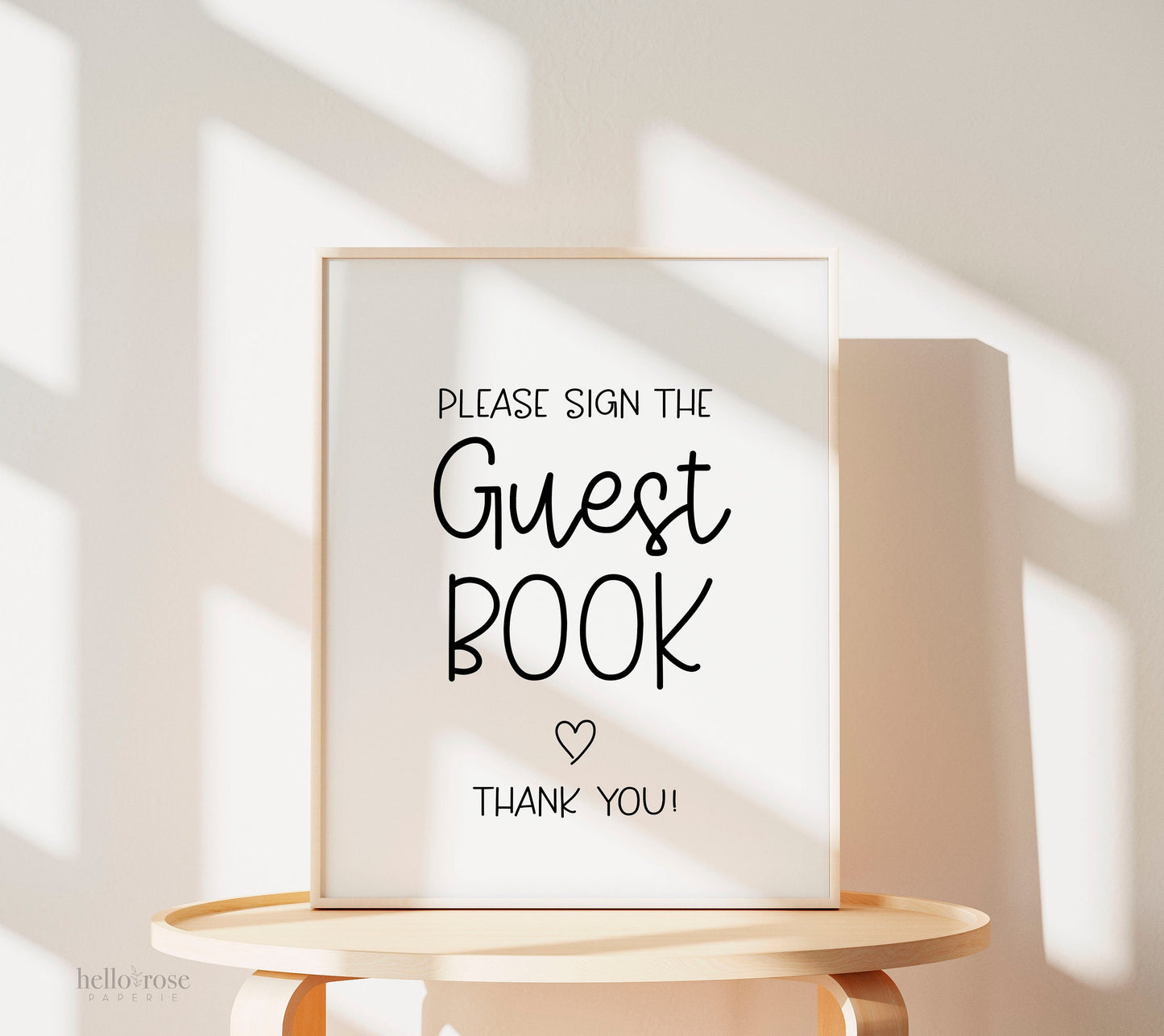 Guest Book Baby Shower Table Sign . Boy Girl Neutral . Kraft + Black and White Minimalist . Printable 8x10 Instant Digital Download . K4