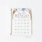 Baby Shower Bingo 50 Pre Filled Unique Printable Game Cards . Presents Gift Opening Bingo Game . Pampas Grass Blue Floral . Instant Download
