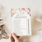 He Said She Said Floral Bridal Shower Game . Printable Icebreaker . Hen Bachelorette Party . Rustic Pink Roses Eucalyptus . Instant Download