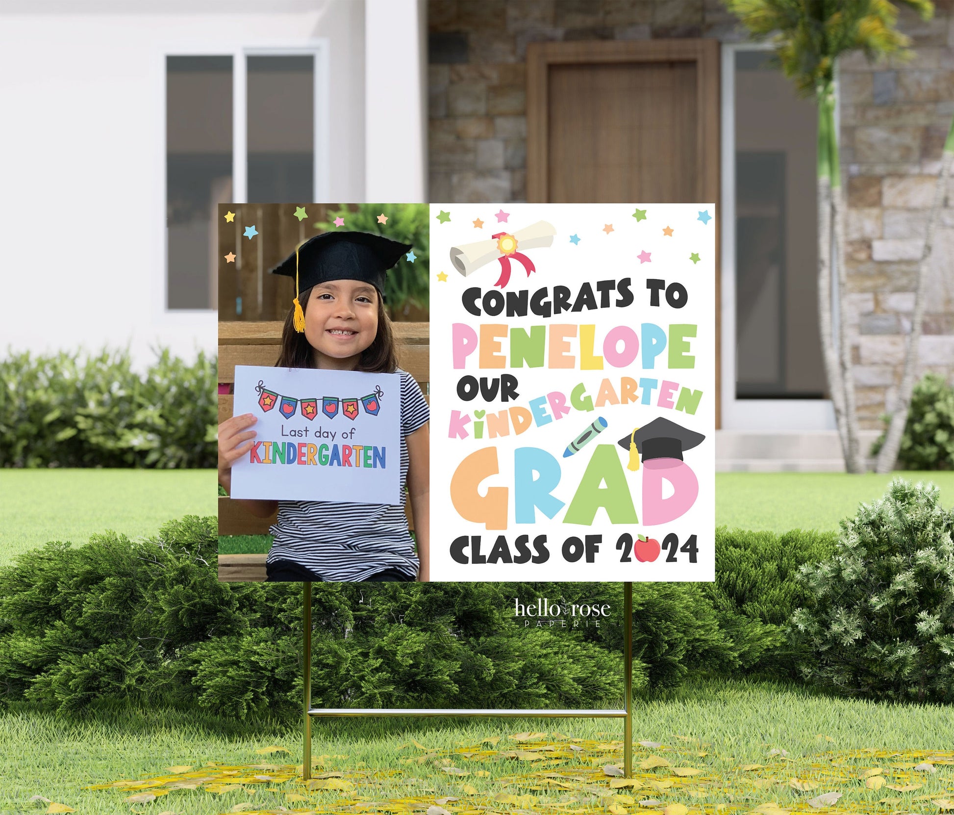 PRINTABLE Graduation Parade Yard Sign with photo . Spring Colors . PreK, Kindergarten, 1st, 2nd, 3rd, 4th, 5th Grade . Digital Download