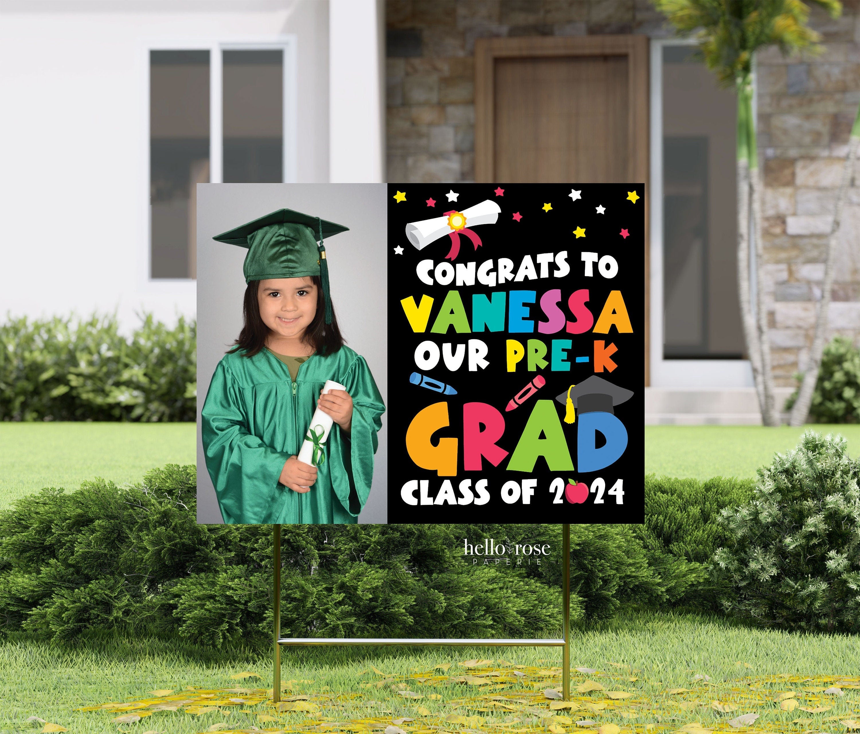 Project Graduation Sign PRINTABLE Graduation Parade Yard Sign with photo . PreK, Kindergarten ...