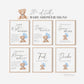 Bear Bundle of 20+ Baby Shower Signs . Teddy with Blue Balloons, Boy Baby Shower, We Can Bearly Wait, Editable Template Download Templett