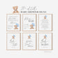 Bear Bundle of 20+ Baby Shower Signs . Teddy with Blue Balloons, Boy Baby Shower, We Can Bearly Wait, Editable Template Download Templett