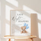 Late Night Diapers Baby Shower Game Sign, Teddy Bear with Blue Balloons, Boy Baby Shower, We Can Bearly Wait, Template Download TEMPLETT