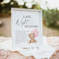 Late Night Diapers Baby Shower Game Sign, Teddy Bear with Pink Balloons, Girl Baby Shower, We Can Bearly Wait, Template Download TEMPLETT